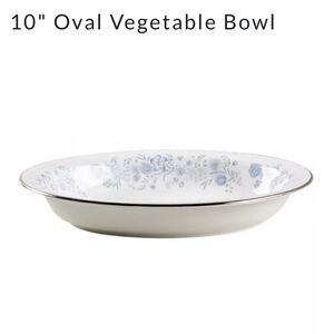 Wedgwood Belle Fleur Bone China Vegetable Bowl, 10”, Delicate Blue Flowers.